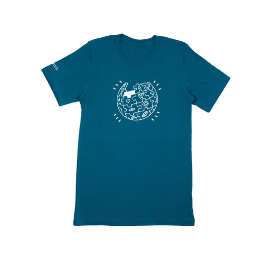 Camisa “Wikipedia Puzzle Globe Symbol” (com o símbolo quebra-cabeça do Globo) (Unisex)